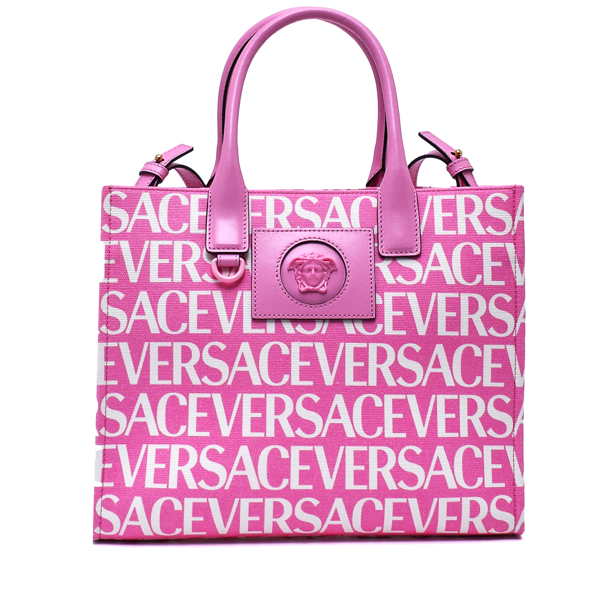 Versace - Baby Pink All Over Logo Medusa Small Tote Bag